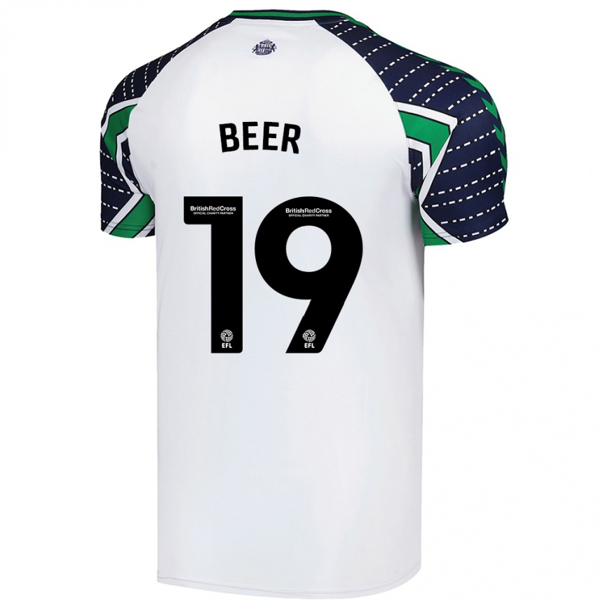 Kids Football Megan Beer #19 White Away Jersey 2024/25 T-Shirt Za