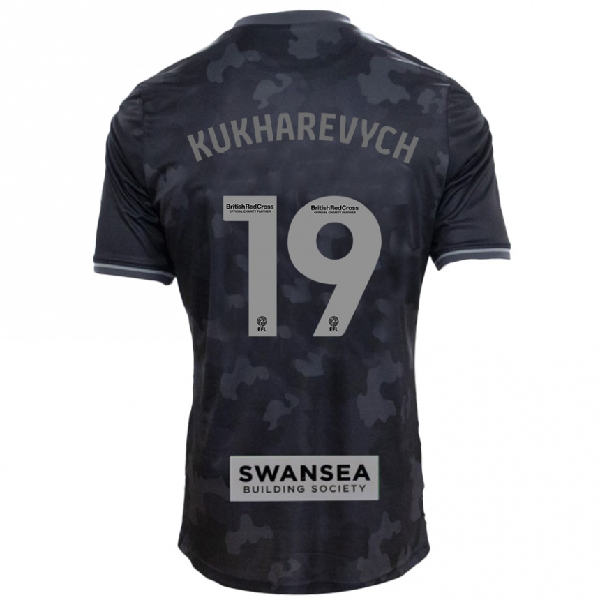 Kids Football Mykola Kukharevych #19 Black Away Jersey 2024/25 T-Shirt Za