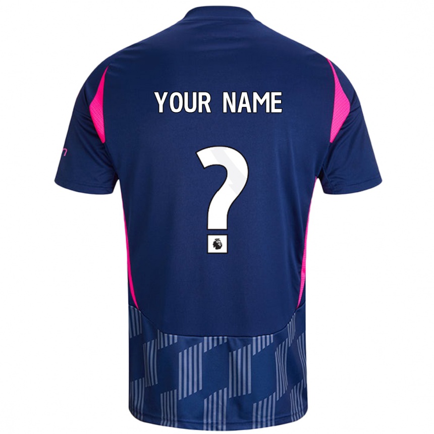 Kids Football Your Name #0 Royal Blue Pink Away Jersey 2024/25 T-Shirt Za