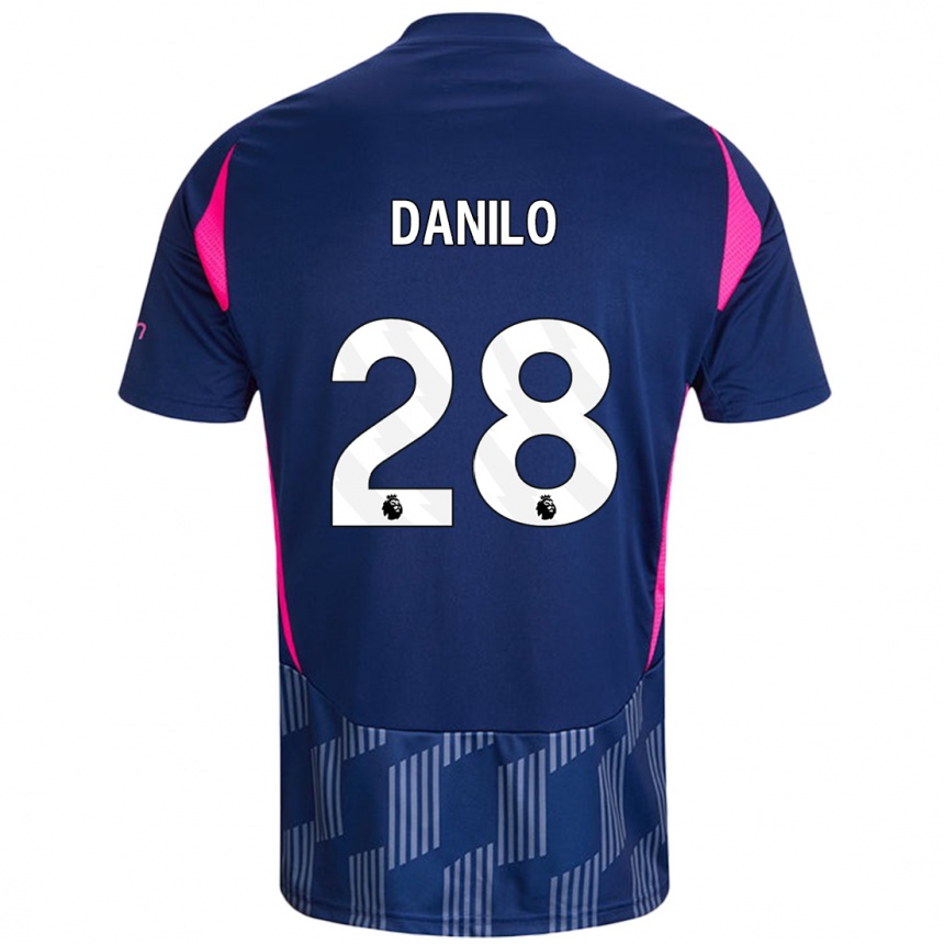 Kids Football Danilo #28 Royal Blue Pink Away Jersey 2024/25 T-Shirt Za