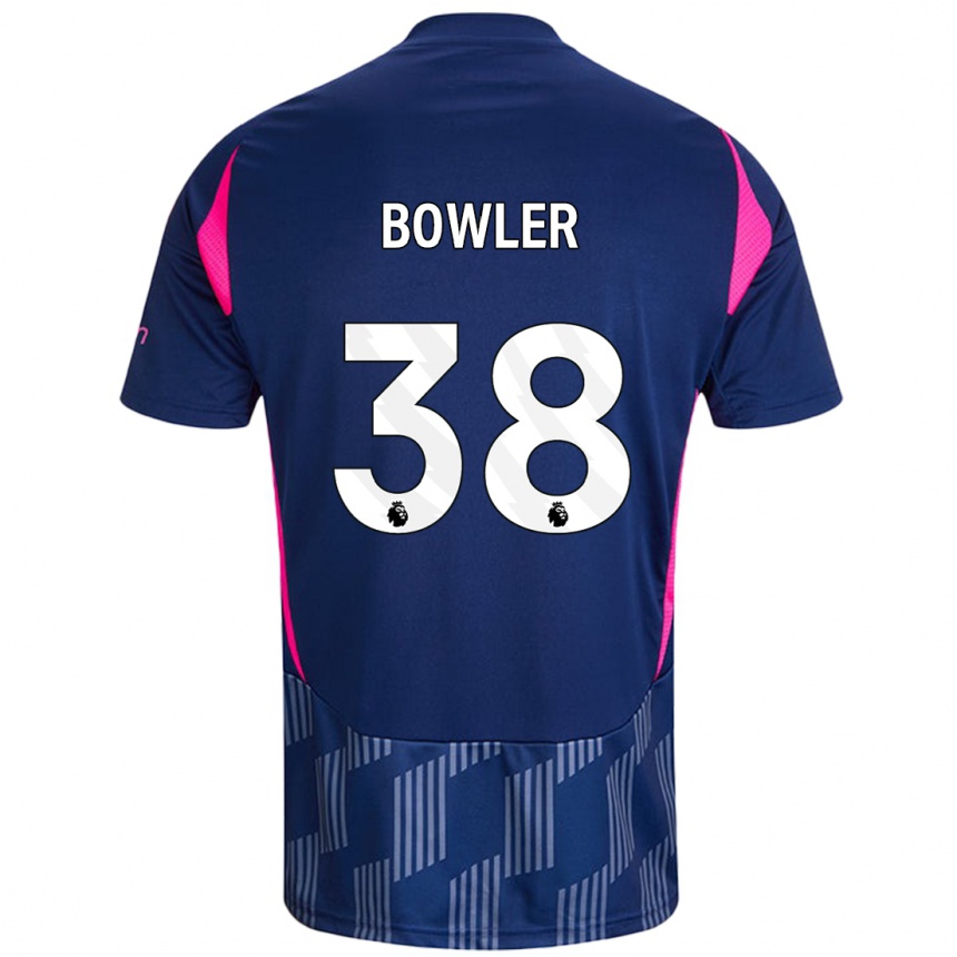 Kids Football Josh Bowler #38 Royal Blue Pink Away Jersey 2024/25 T-Shirt Za