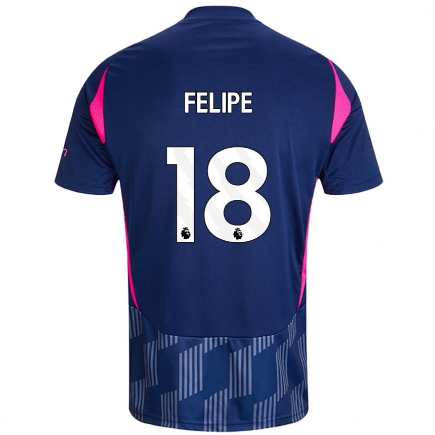 Kids Football Felipe #18 Royal Blue Pink Away Jersey 2024/25 T-Shirt Za