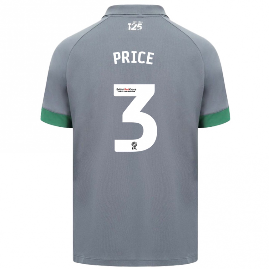 Kids Football Ffion Price #3 Dark Gray Away Jersey 2024/25 T-Shirt Za