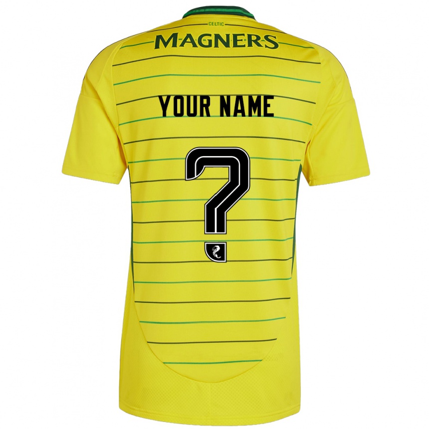 Kids Football Your Name #0 Yellow Away Jersey 2024/25 T-Shirt Za