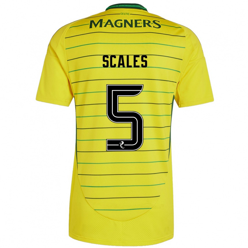 Kids Football Liam Scales #5 Yellow Away Jersey 2024/25 T-Shirt Za