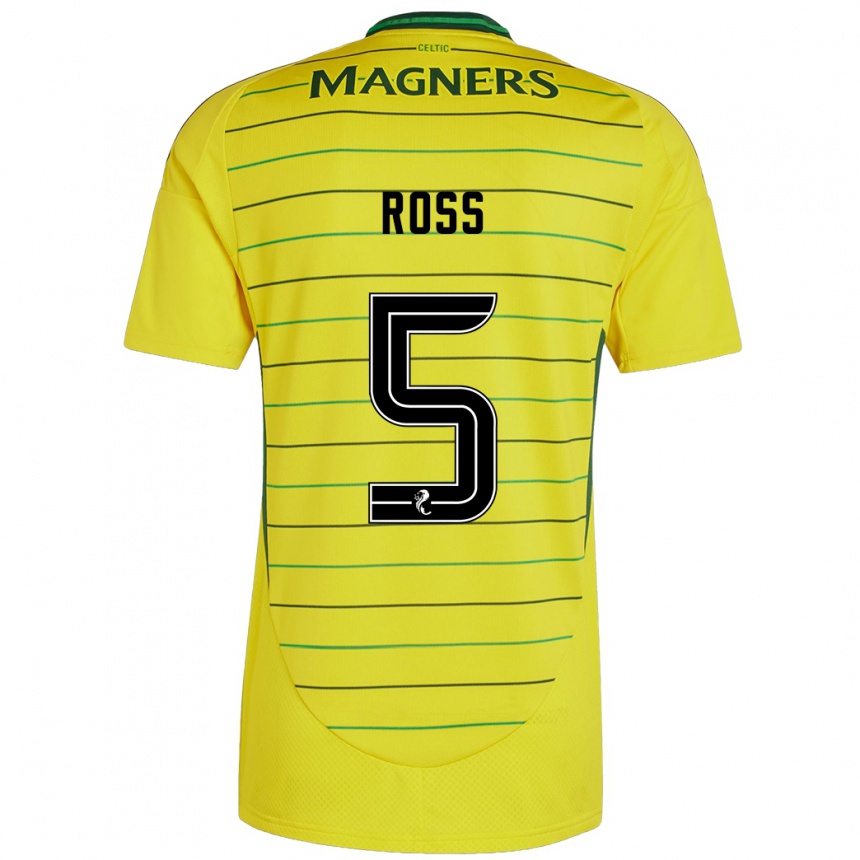 Kids Football Natalie Ross #5 Yellow Away Jersey 2024/25 T-Shirt Za