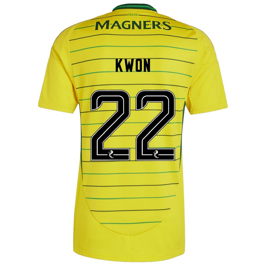 Kids Football Hyeok-Kyu Kwon #22 Yellow Away Jersey 2024/25 T-Shirt Za