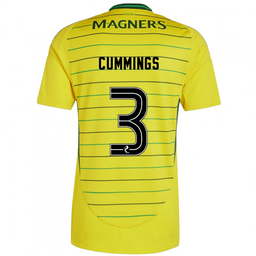 Kids Football Sydney Cummings #3 Yellow Away Jersey 2024/25 T-Shirt Za