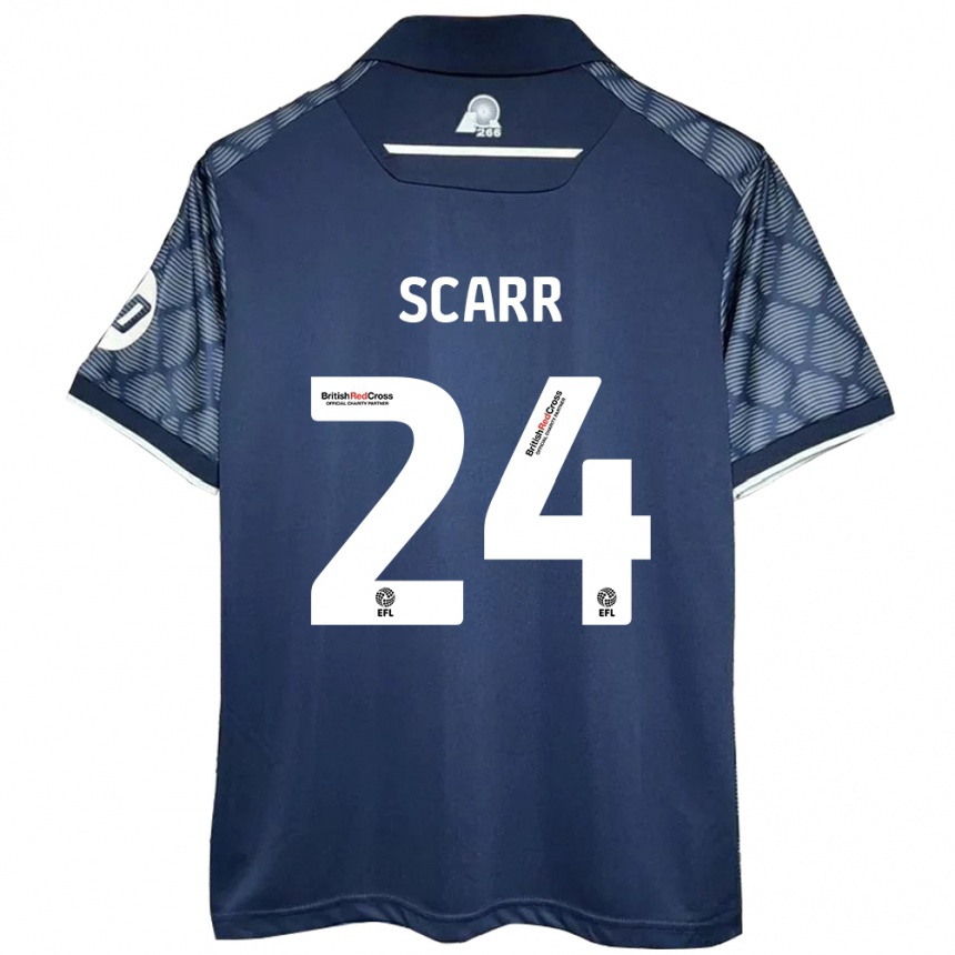 Kids Football Dan Scarr #24 Black Away Jersey 2024/25 T-Shirt Za