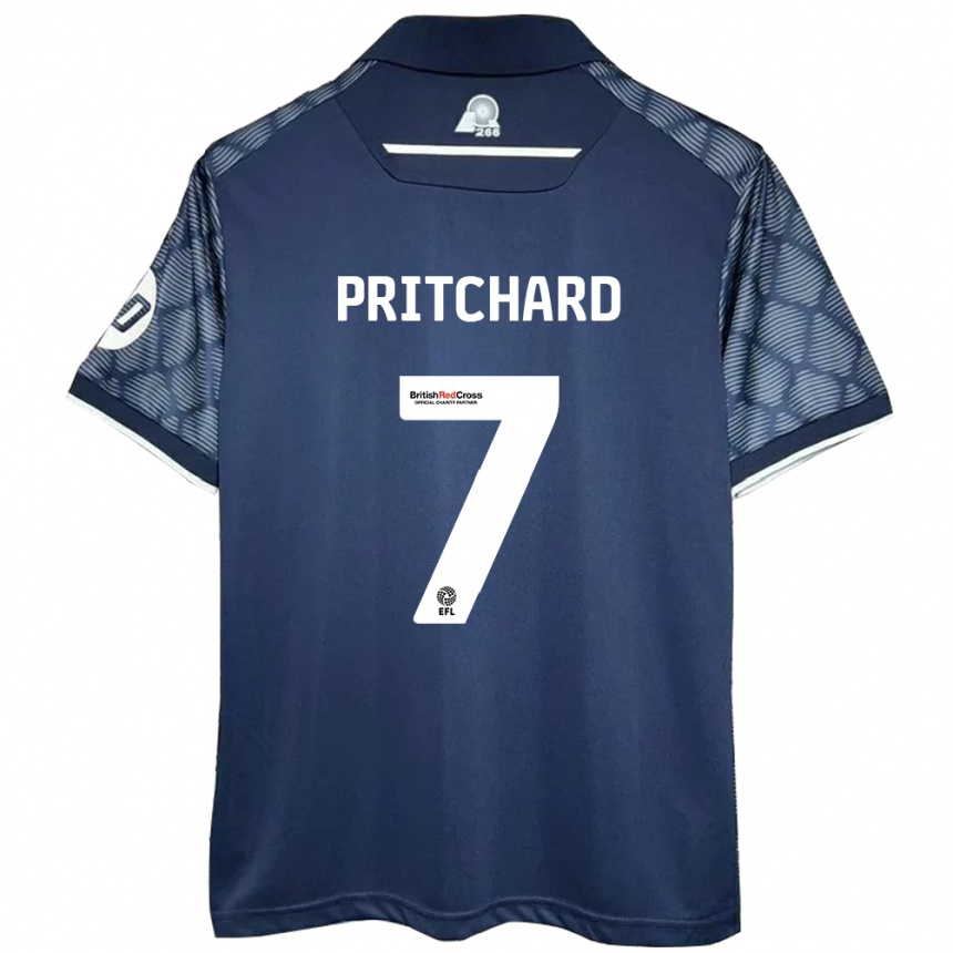 Kids Football Rebecca Pritchard #7 Black Away Jersey 2024/25 T-Shirt Za