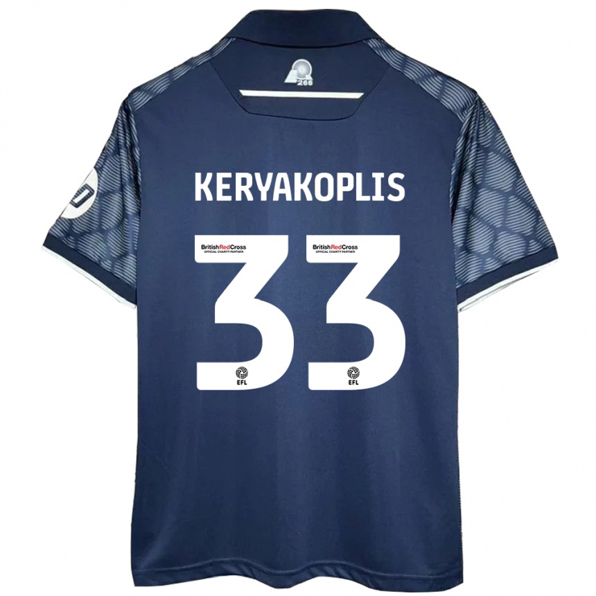 Kids Football Hannah Keryakoplis #33 Black Away Jersey 2024/25 T-Shirt Za