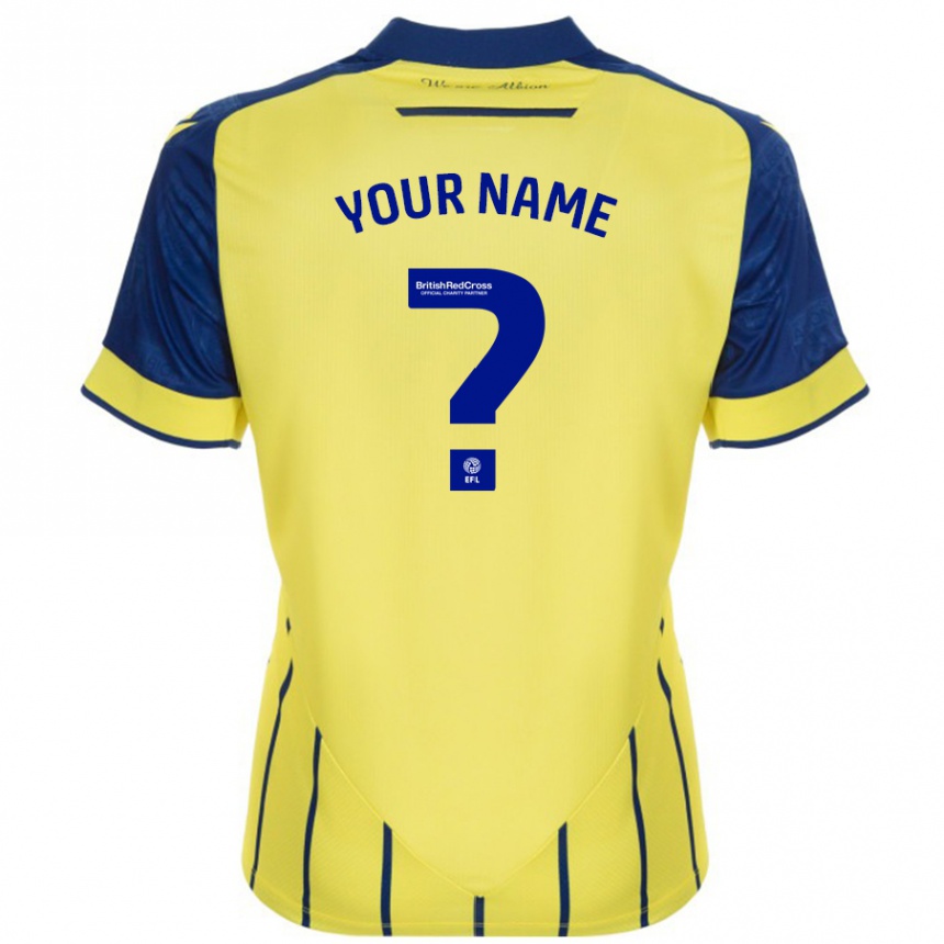 Kids Football Your Name #0 Yellow Blue Away Jersey 2024/25 T-Shirt Za