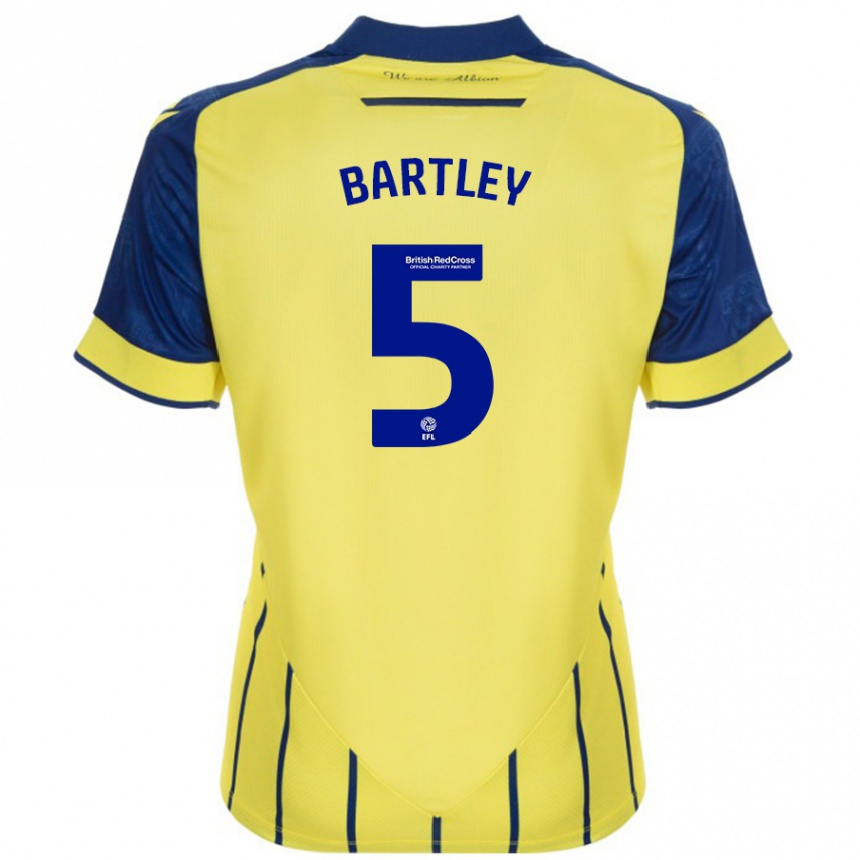 Kids Football Kyle Bartley #5 Yellow Blue Away Jersey 2024/25 T-Shirt Za