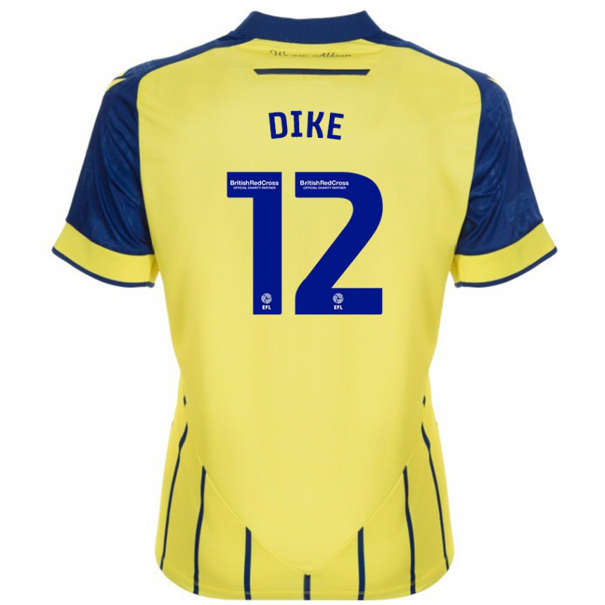 Kids Football Daryl Dike #12 Yellow Blue Away Jersey 2024/25 T-Shirt Za