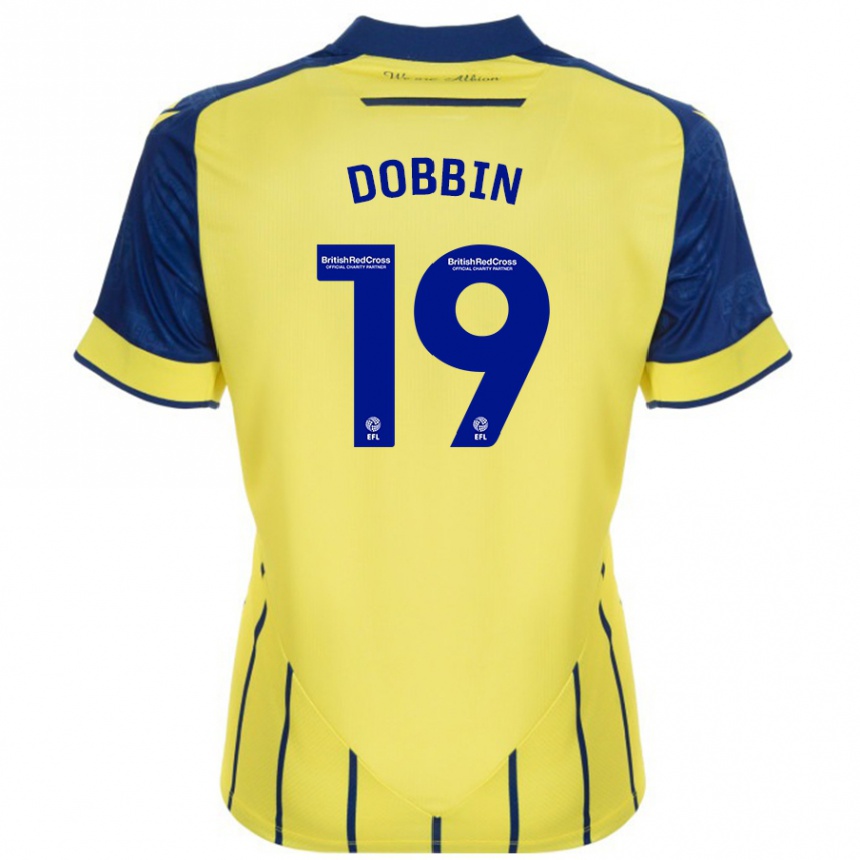 Kids Football Lewis Dobbin #19 Yellow Blue Away Jersey 2024/25 T-Shirt Za