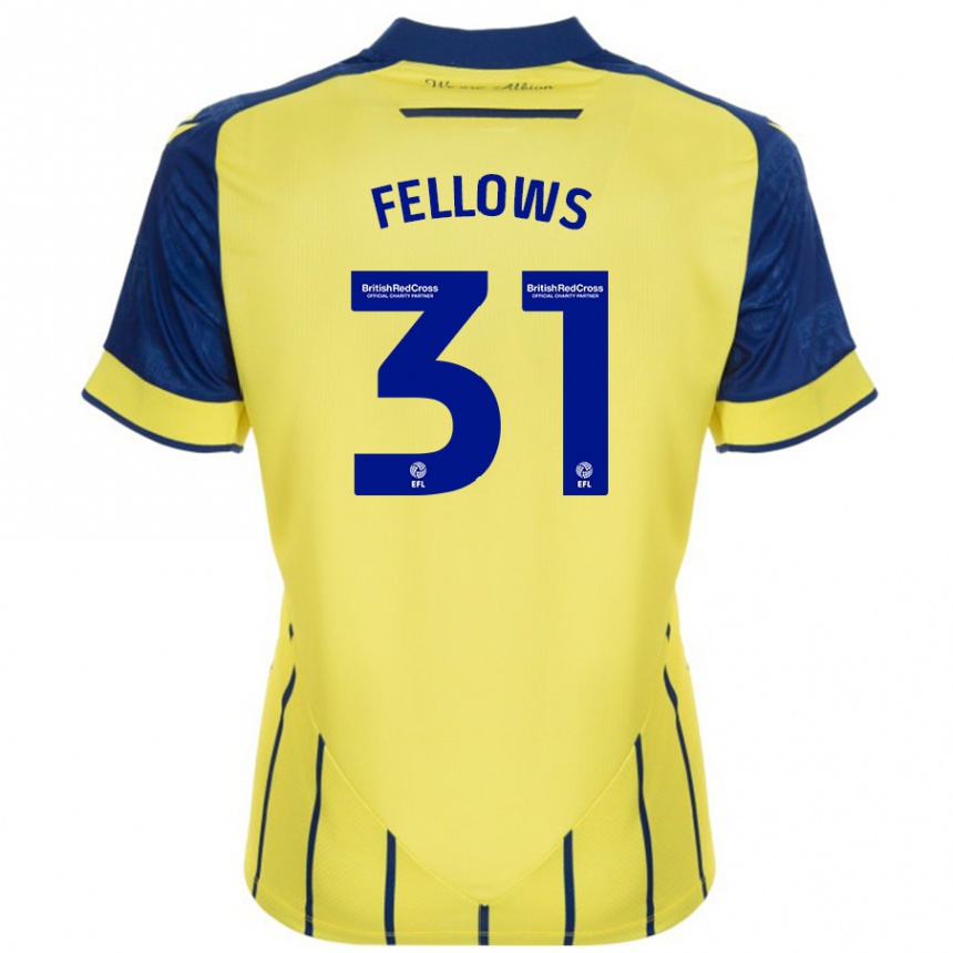 Kids Football Tom Fellows #31 Yellow Blue Away Jersey 2024/25 T-Shirt Za