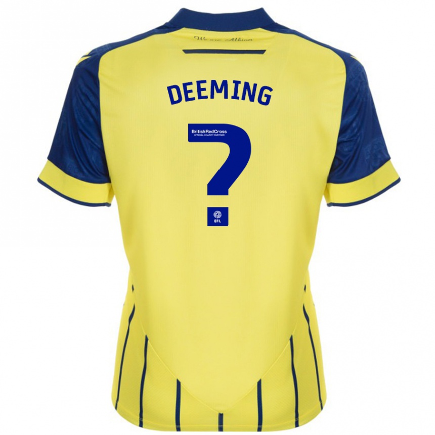 Kids Football Cole Deeming #0 Yellow Blue Away Jersey 2024/25 T-Shirt Za