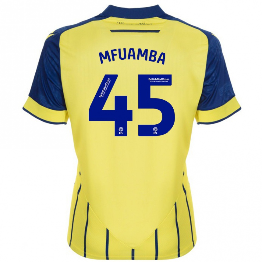 Kids Football Kevin Mfuamba #45 Yellow Blue Away Jersey 2024/25 T-Shirt Za