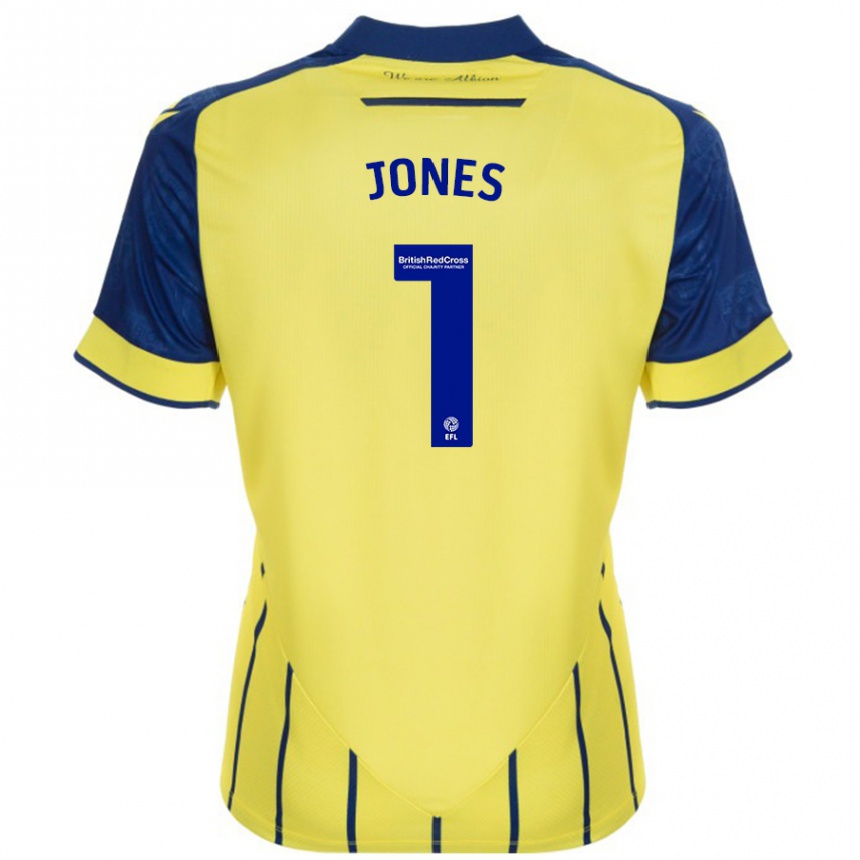 Kids Football Lucy Jones #1 Yellow Blue Away Jersey 2024/25 T-Shirt Za