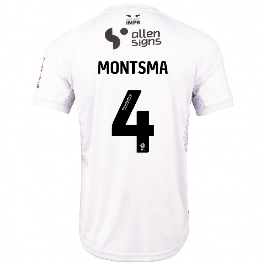 Kids Football Lewis Montsma #4 Red White Away Jersey 2024/25 T-Shirt Za