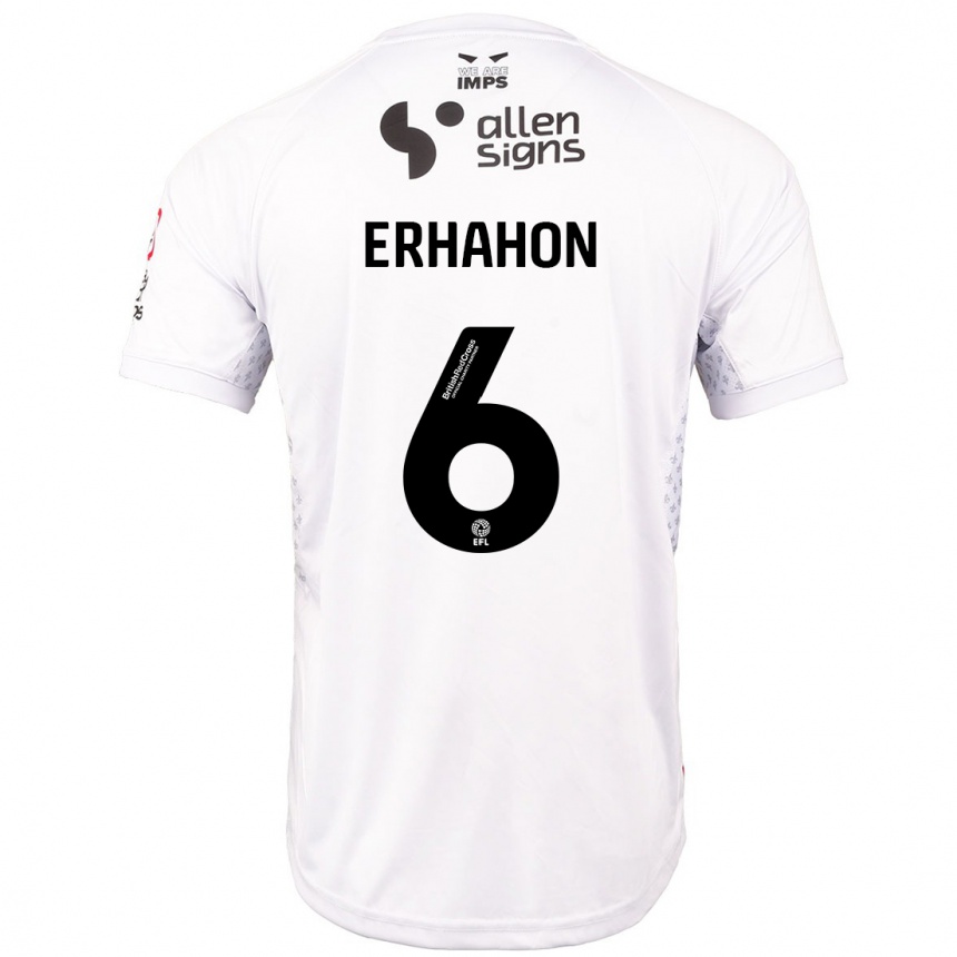 Kids Football Ethan Erhahon #6 Red White Away Jersey 2024/25 T-Shirt Za