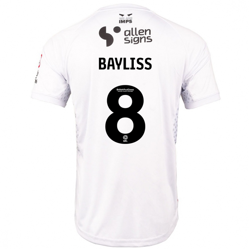 Kids Football Tom Bayliss #8 Red White Away Jersey 2024/25 T-Shirt Za