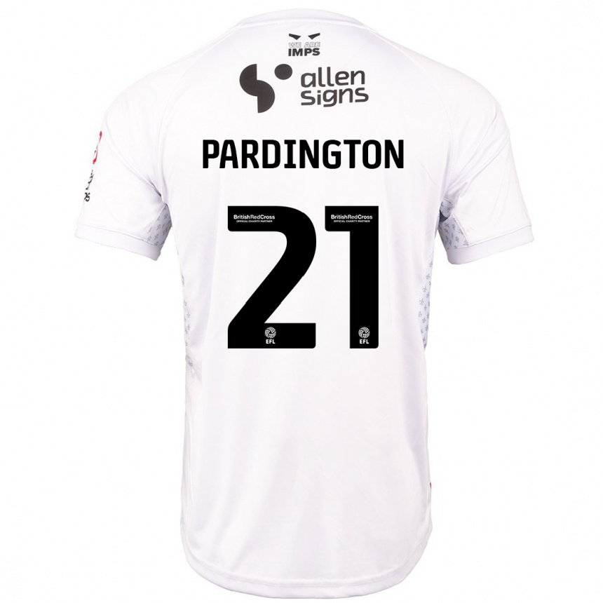 Kids Football Jamie Pardington #21 Red White Away Jersey 2024/25 T-Shirt Za