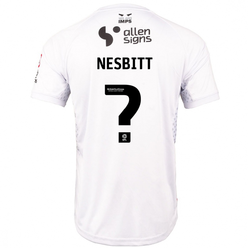 Kids Football Tom Nesbitt #0 Red White Away Jersey 2024/25 T-Shirt Za