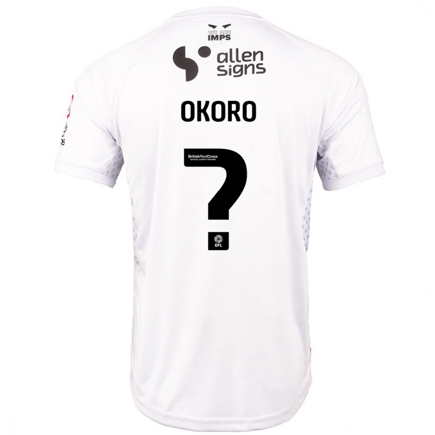 Kids Football Zane Okoro #0 Red White Away Jersey 2024/25 T-Shirt Za