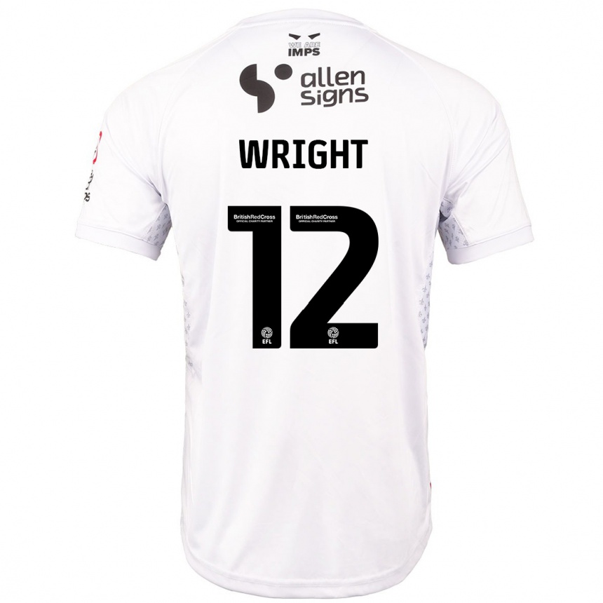 Kids Football Jordan Wright #12 Red White Away Jersey 2024/25 T-Shirt Za