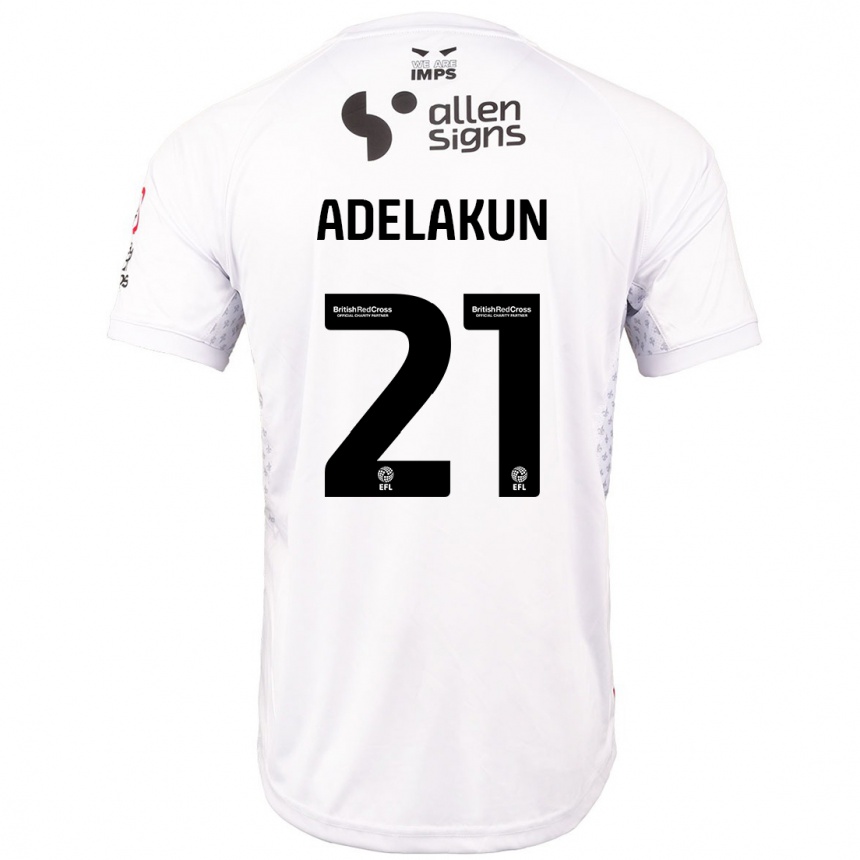 Kids Football Hakeeb Adelakun #21 Red White Away Jersey 2024/25 T-Shirt Za