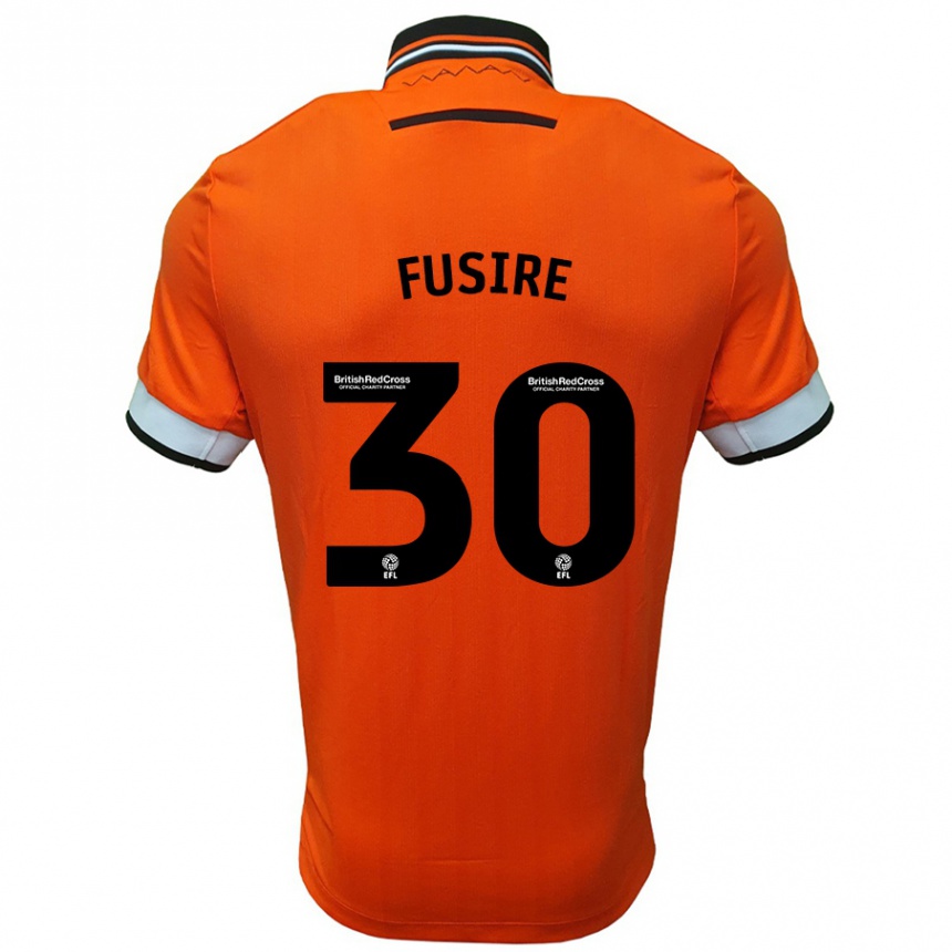 Kids Football Sean Fusire #30 Orange White Away Jersey 2024/25 T-Shirt Za