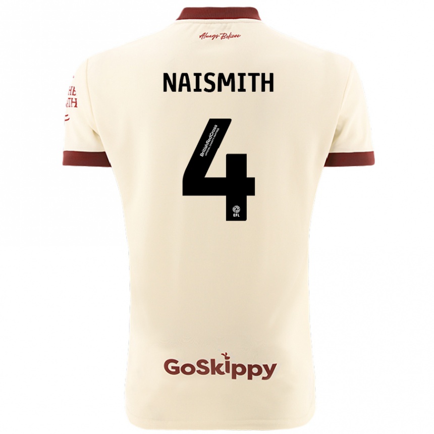 Kids Football Kal Naismith #4 Cream White Away Jersey 2024/25 T-Shirt Za