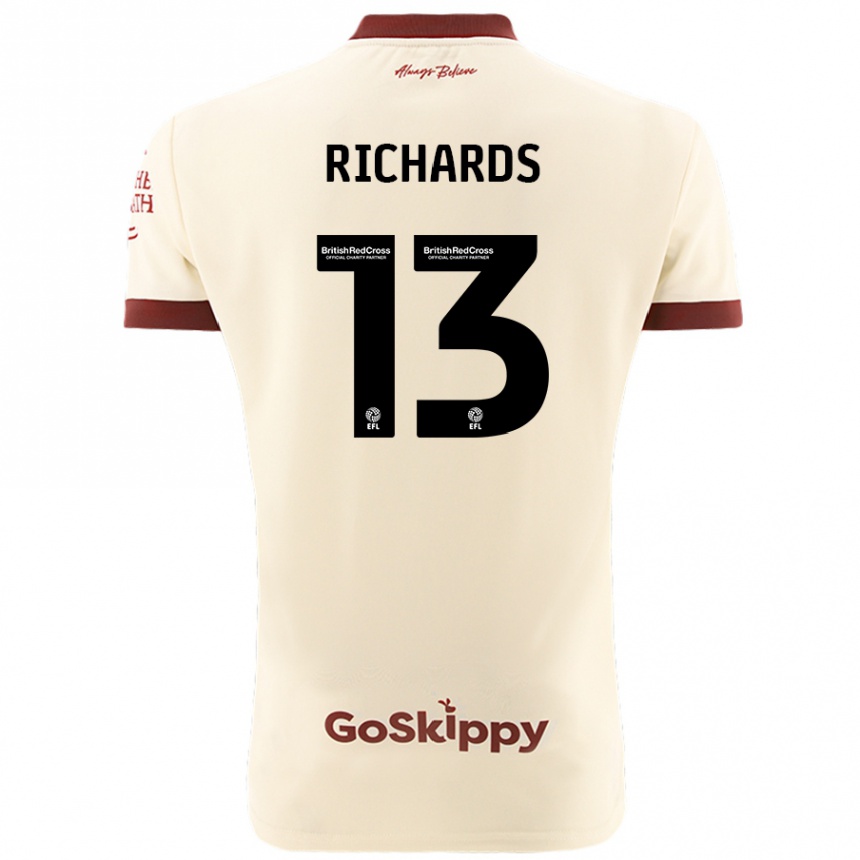 Kids Football Harvey Wiles-Richards #13 Cream White Away Jersey 2024/25 T-Shirt Za