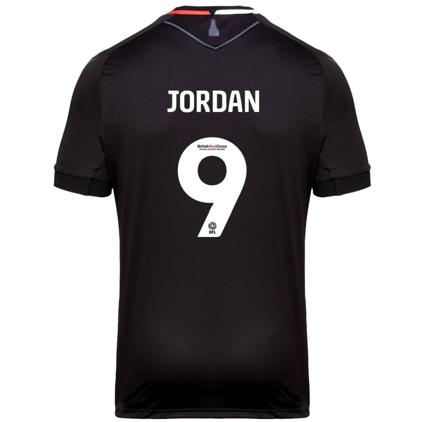 Kids Football Saffron Jordan #9 Black Away Jersey 2024/25 T-Shirt Za