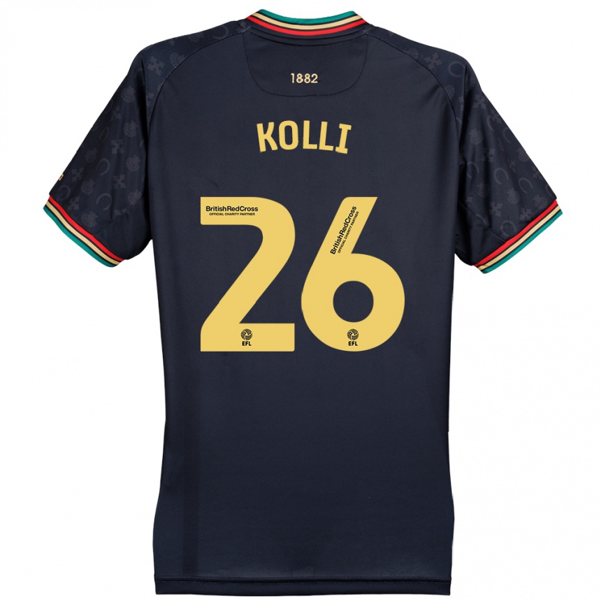 Kids Football Rayan Kolli #26 Dark Navy Blue Away Jersey 2024/25 T-Shirt Za