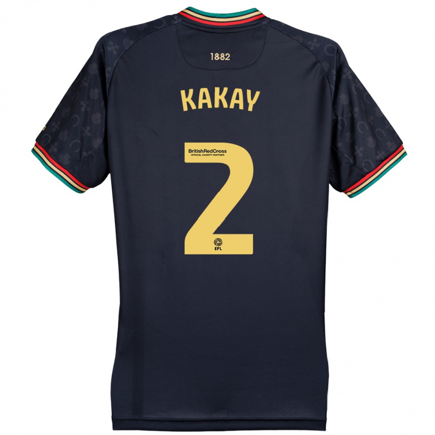 Kids Football Osman Kakay #2 Dark Navy Blue Away Jersey 2024/25 T-Shirt Za