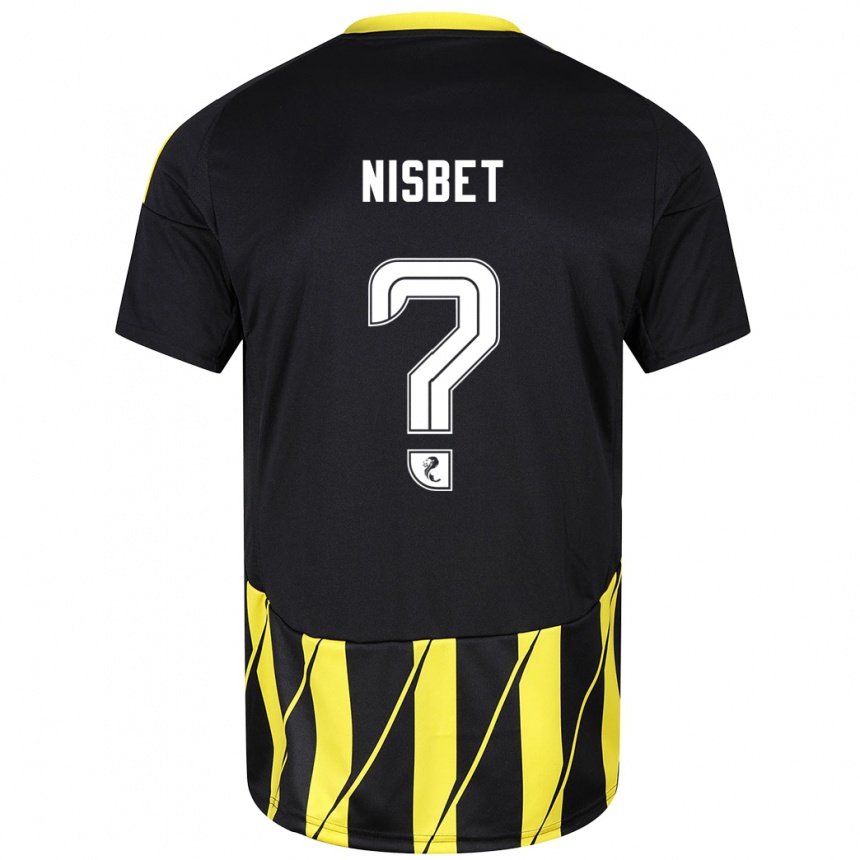 Kids Football Kevin Nisbet #0 Black Yellow Away Jersey 2024/25 T-Shirt Za