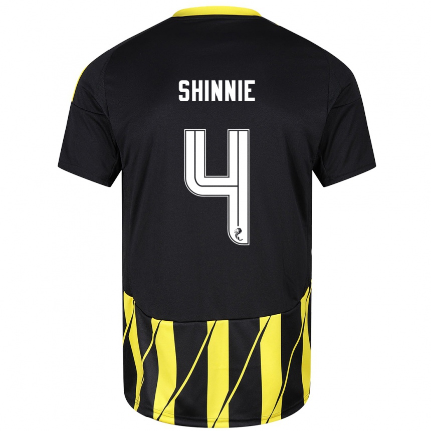 Kids Football Graeme Shinnie #4 Black Yellow Away Jersey 2024/25 T-Shirt Za