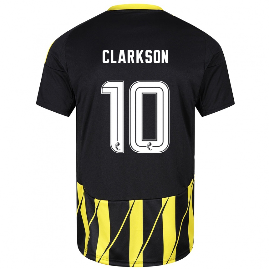 Kids Football Leighton Clarkson #10 Black Yellow Away Jersey 2024/25 T-Shirt Za