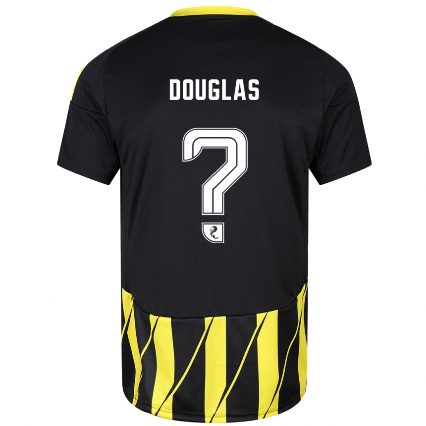 Kids Football Connor Douglas #0 Black Yellow Away Jersey 2024/25 T-Shirt Za