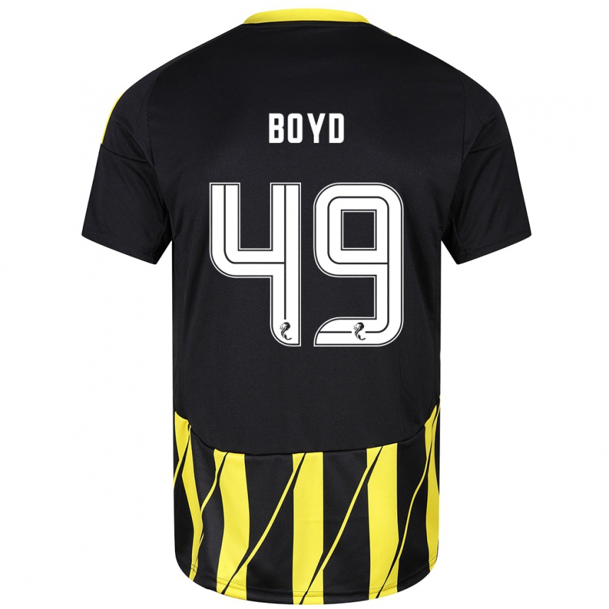 Kids Football Fletcher Boyd #49 Black Yellow Away Jersey 2024/25 T-Shirt Za