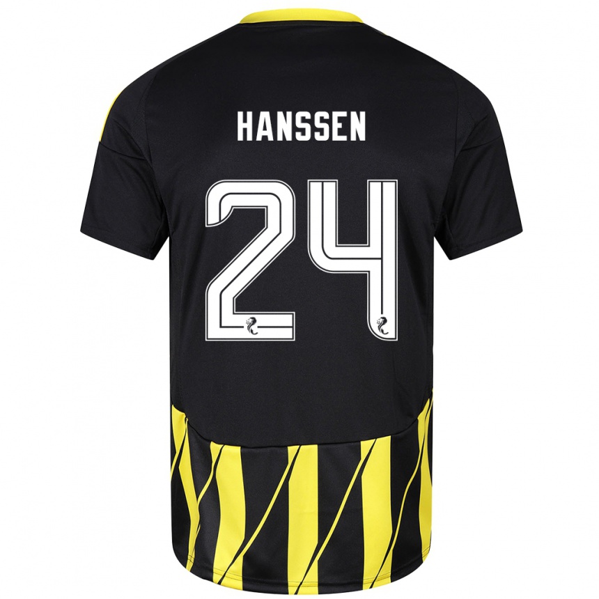 Kids Football Nadine Hanssen #24 Black Yellow Away Jersey 2024/25 T-Shirt Za