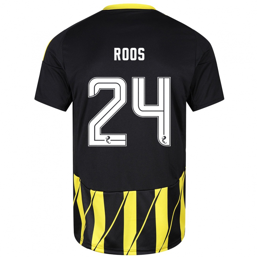 Kids Football Kelle Roos #24 Black Yellow Away Jersey 2024/25 T-Shirt Za