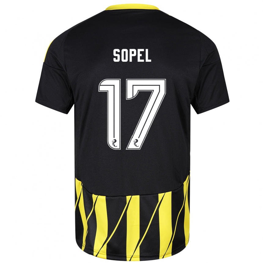 Kids Football Nadia Sopel #17 Black Yellow Away Jersey 2024/25 T-Shirt Za