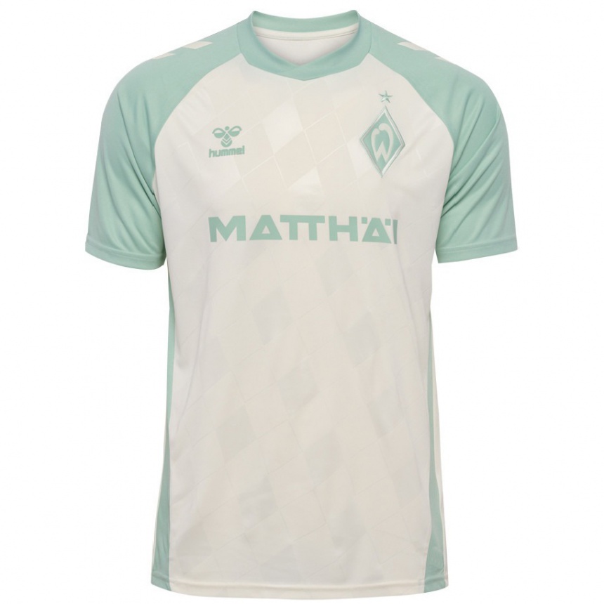 Kids Football Markus Kolke #25 Off-White Light Green Away Jersey 2024/25 T-Shirt Za