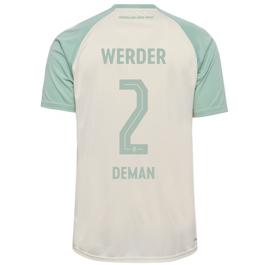 Kids Football Olivier Deman #2 Off-White Light Green Away Jersey 2024/25 T-Shirt Za