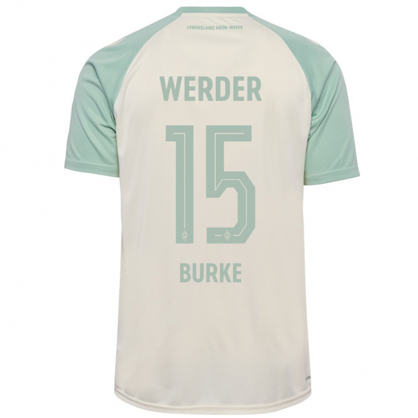 Kids Football Oliver Burke #15 Off-White Light Green Away Jersey 2024/25 T-Shirt Za