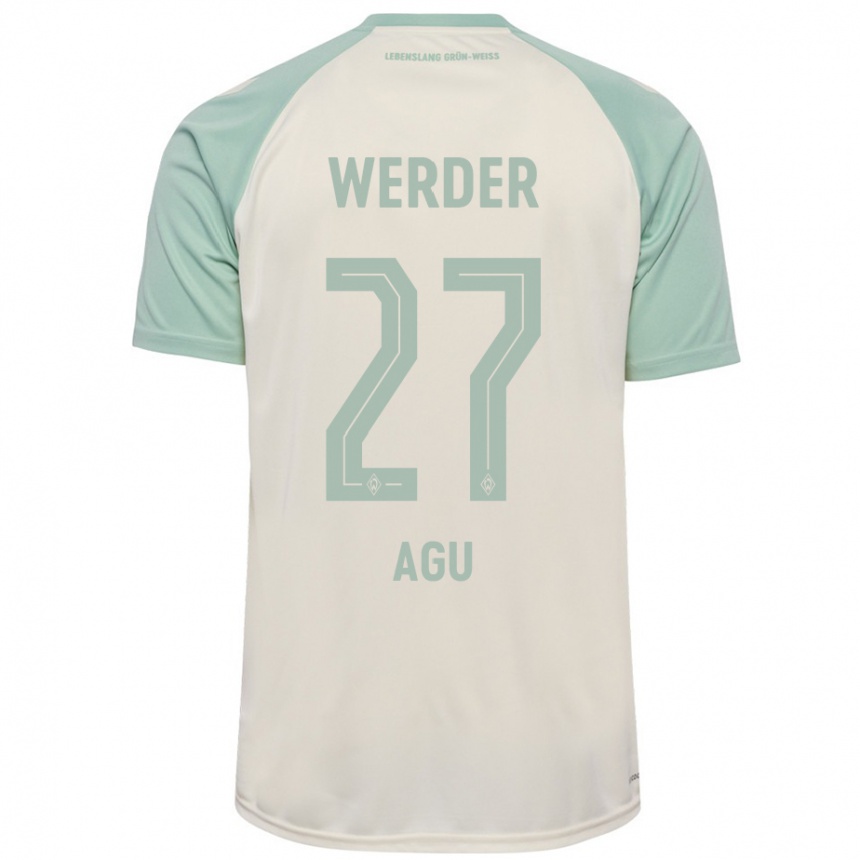 Kids Football Felix Agu #27 Off-White Light Green Away Jersey 2024/25 T-Shirt Za