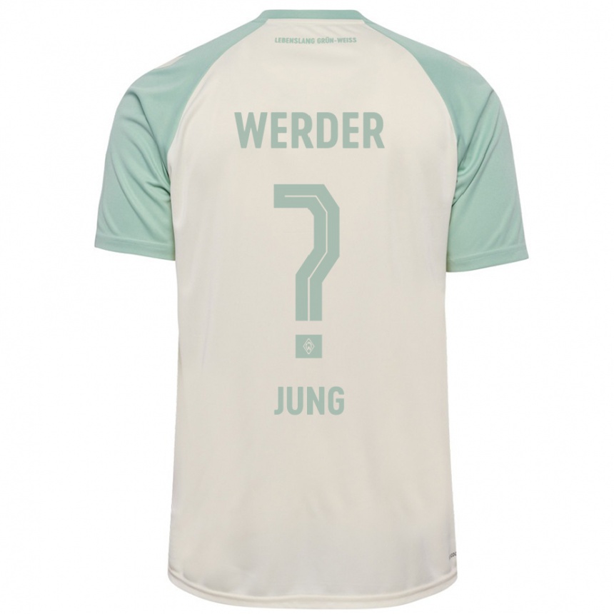 Kids Football Hugo Jung #0 Off-White Light Green Away Jersey 2024/25 T-Shirt Za